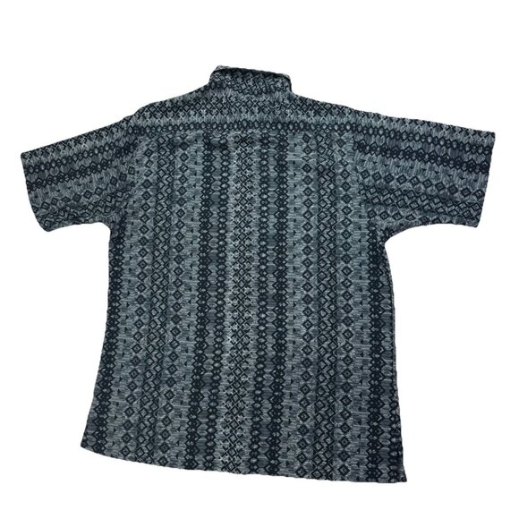 Bassiri Limited Collection Mens L Gray Geometric Short Sleeve Shirt - Picture 2 of 5